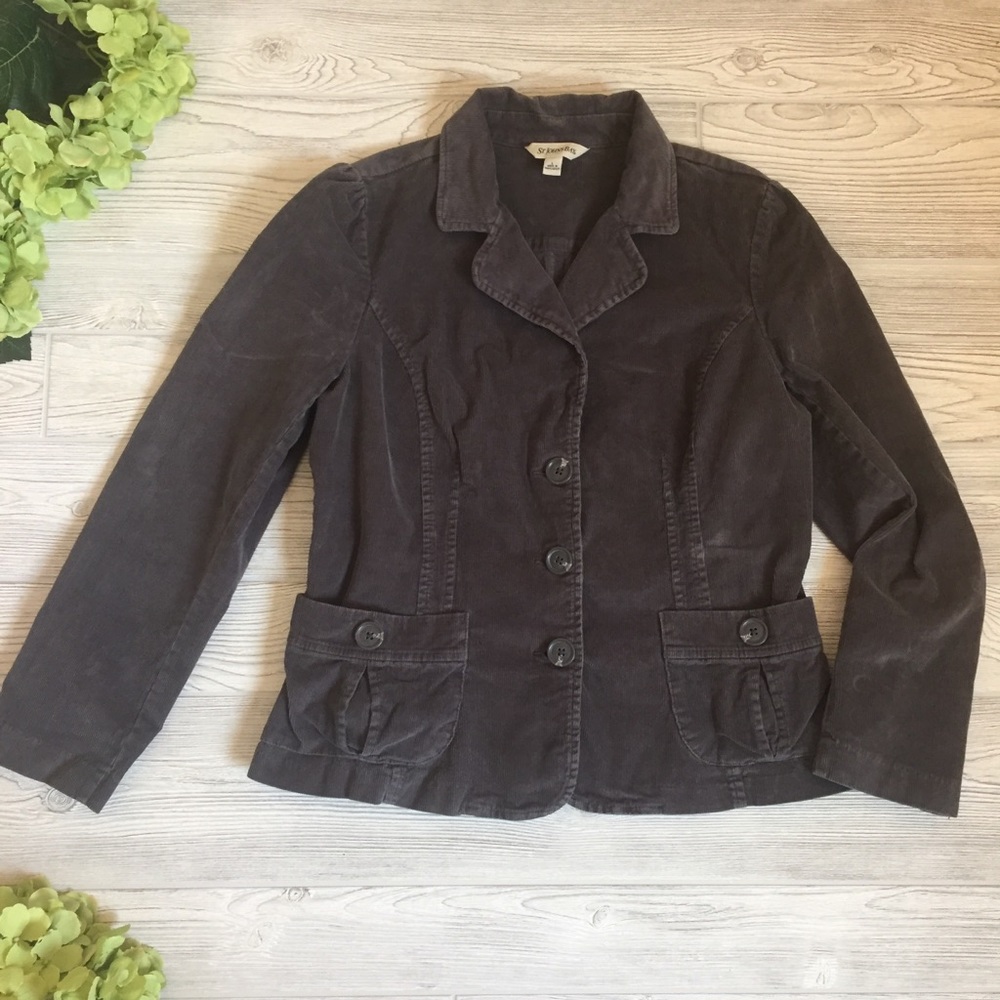 St. John’s Bay Gray Shabby Corduroy Blazer Jacket